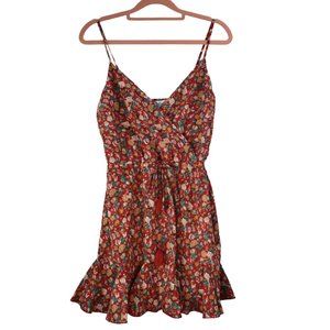 Maria & Kyndal's Woman's Sleeveless Red Floral Ruffle Mini-dress Size Small